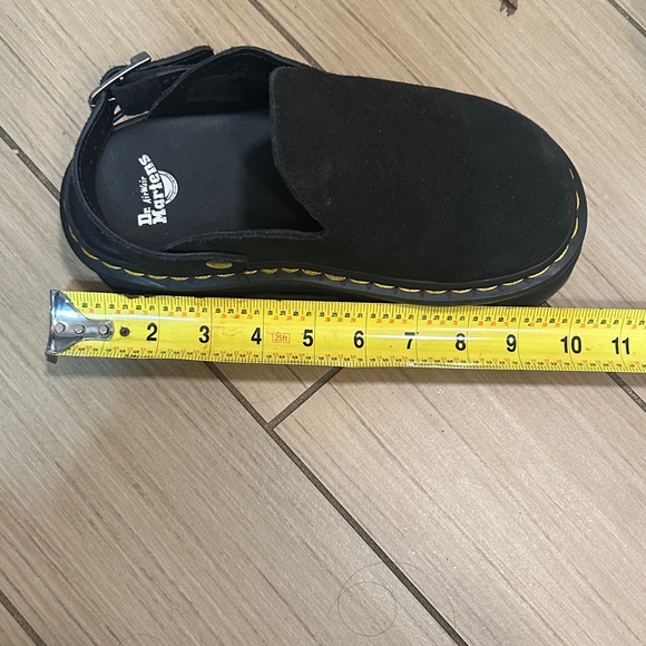 Dr. Martens Black Platform Suede Mules with Yellow Accents - Picture 8 of 9